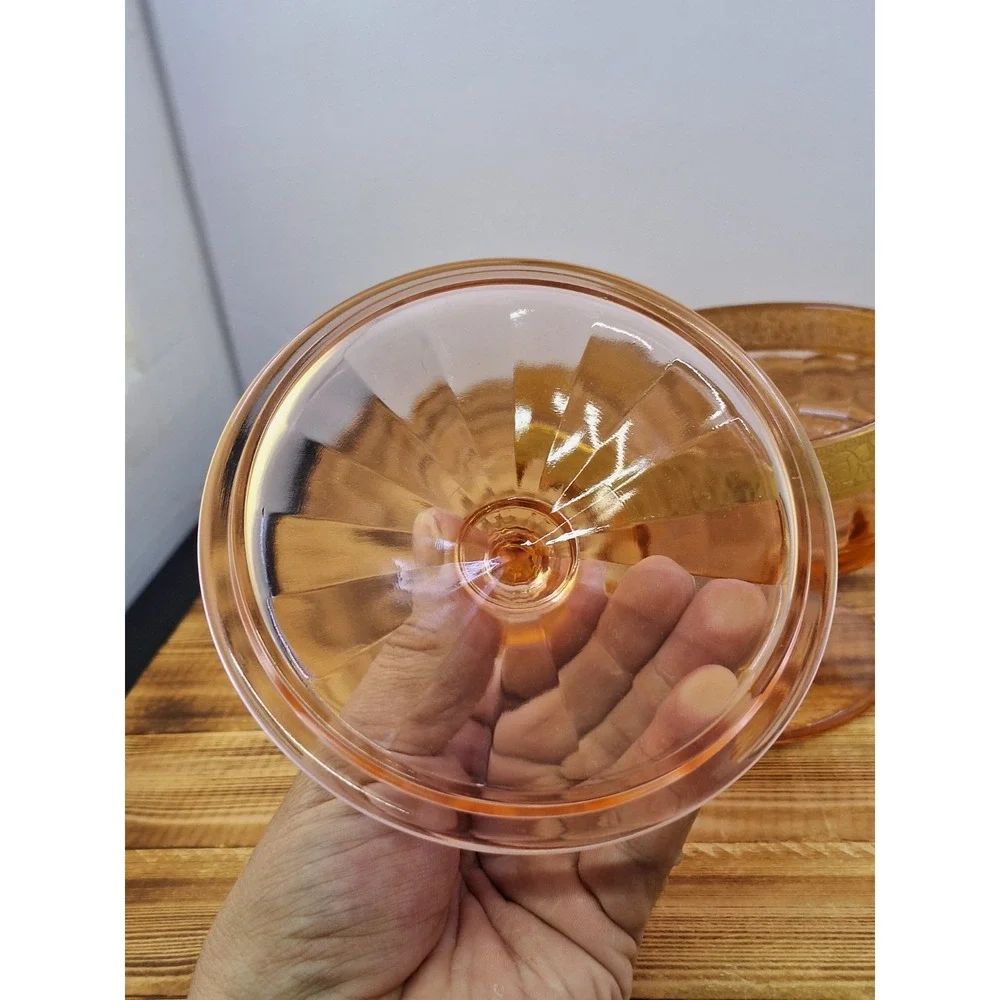 Vtg Tiffin Rambling Rose Pink Gold Encrusted Optic Apothecary 5x7